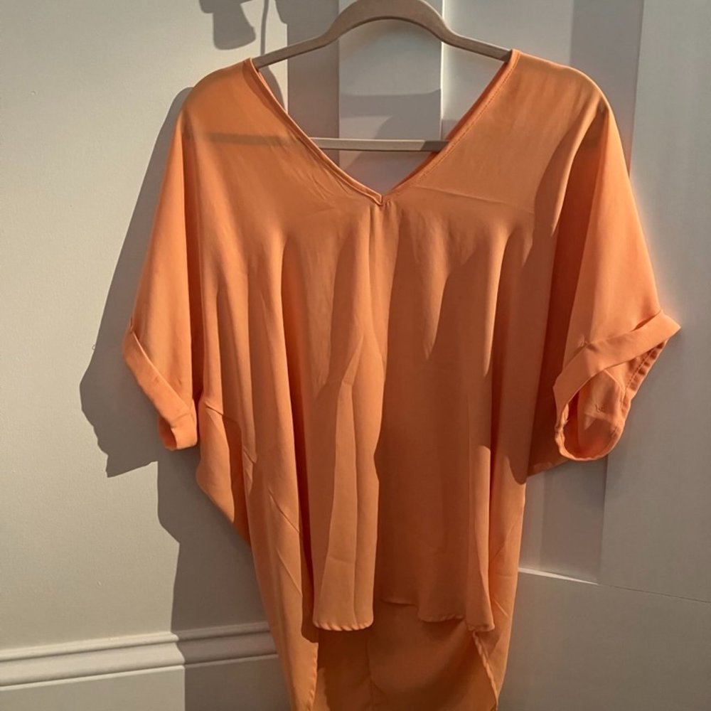 v-neck oversized short sleeve orange shirt